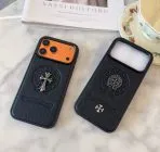 Leather Chrome Heart iPhone Case 13-17 Pro Max