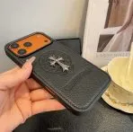Leather Chrome Heart iPhone Case 13-17 Pro Max