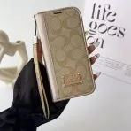 Coach Holster Wallet for iPhone-Khaki Gold Edge