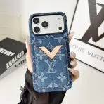 Magnet Card Holder LV iPhone Case-Denim