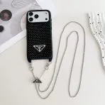 Prada Phone Case on Chain—Black—Classic Logo.