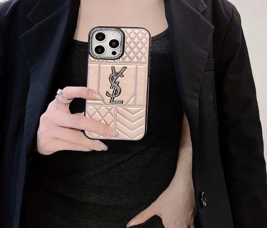 YSL iPhone Case Black light Pink