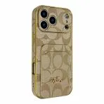 Electroplated Coach Card Holder Phone Case—KHAKI
