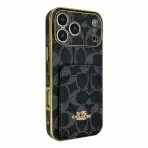 Electroplated Coach Card Holder Phone Case-BRIGHT BLACK