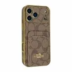 Electroplated Coach Card Holder Phone Case-LIGHT BROWN