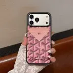 Goyard Magnet Card Holder iPhone Case-Pink