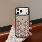 Goyard Magnet Card Holder iPhone Case-Brown