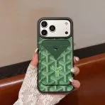 Goyard Magnet Card Holder iPhone Case-Green