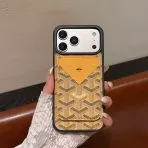 Goyard Magnet Card Holder iPhone Case-Yellow
