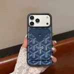 Goyard Magnet Card Holder iPhone Case-Blue