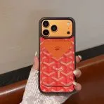 Goyard Magnet Card Holder iPhone Case—Red