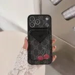 Gucci Phone Case Magnet Card Holder-Cherryu on Black