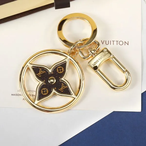 Golden Monogram Ornament LV Keychain