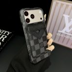 LV MagSafe Magnet Card Holder Phone Case-Black Checkered