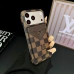 LV MagSafe Magnet Card Holder Phone Case-Brown Checkered