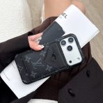LV MagSafe Magnet Card Holder Phone Case-Black Monogram