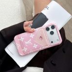 LV MagSafe Magnet Card Holder Phone Case-Pink