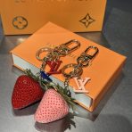 Strawberry LV Keychain Bag Charm