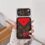 Magnet Card Holder LV Phone Case-Red Cherry