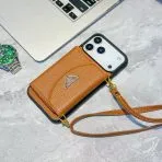 Prada Crossbody Wallet Phone Case iPhone-Golden Brown