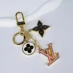 Monogram Ornament LV Keychain White