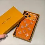 LV Rhinestone Monogram iPhone Case-Orange