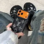 LV Rhinestone Monogram iPhone Case-Black