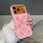 LV Rhinestone Monogram iPhone Case-Pink