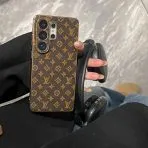 Samsung Galaxy Phone Case Designer-Brown Small Monogram