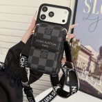 Crossbody LV-Style iPhone Case-BLACK CHECKERED