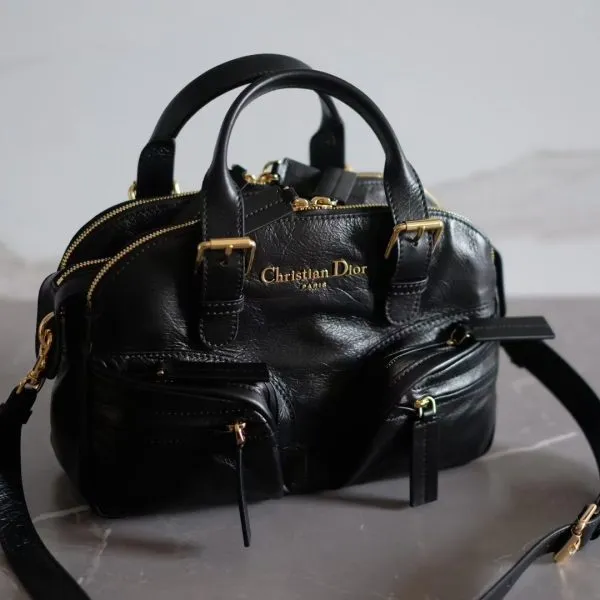 Black Calfskin Leather CD Bag