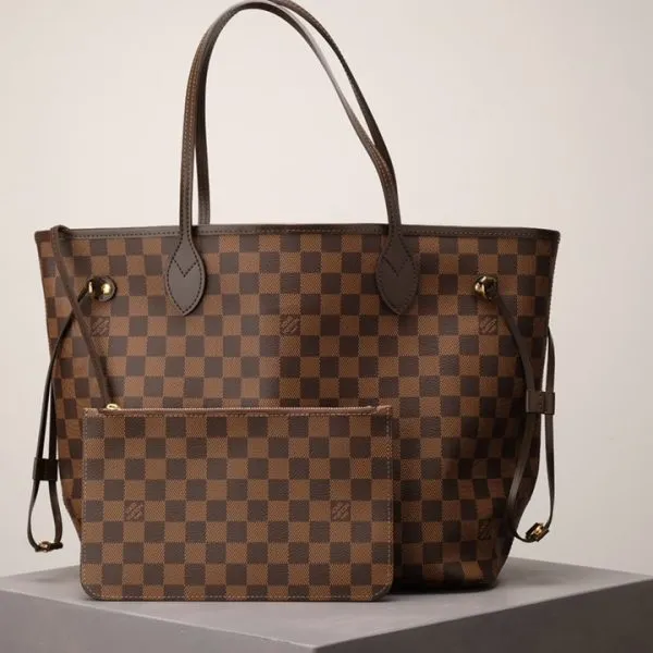 Brown Checkered Neverfull Handbag