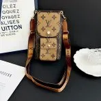 Designer Crossbody Pouch Smartphone-Pale Brown Monogram