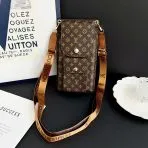 Designer Crossbody Pouch Smartphone-Brown Small Monogram