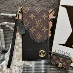 Designer Leather Patch Phone Case-BROWN MONOGRAM