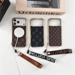 Electroplated LV Magsafe Phone Case Hand Strap for 13-18/Pro/Pro Max