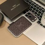 LV Print Leather Case iPhone -BLACK