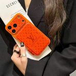 LV Print Leather Case iPhone -ORANGE
