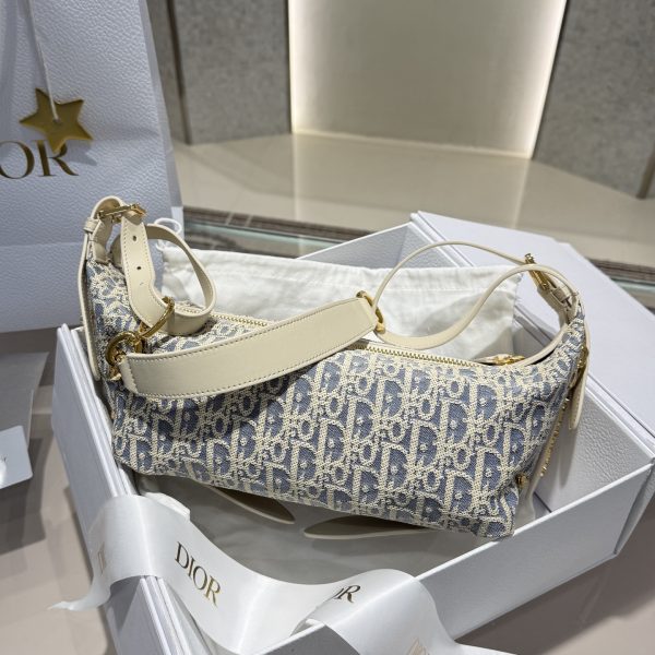 Small Blue-White Checkered Denim Handbag