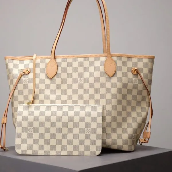 White Checkered Neverfull Handbag