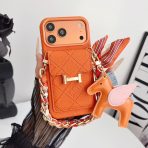 Hermes Phone Case with Pendant - Orange